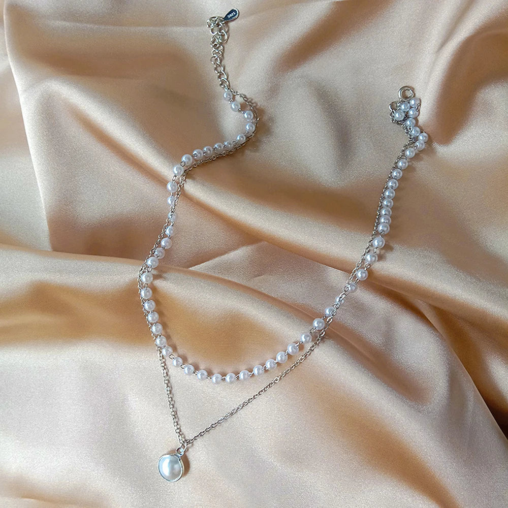 Korean Pearl Charm Choker