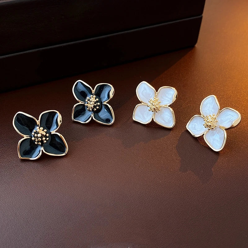 Korean Hibiscus Romance Flower Stud Earrings