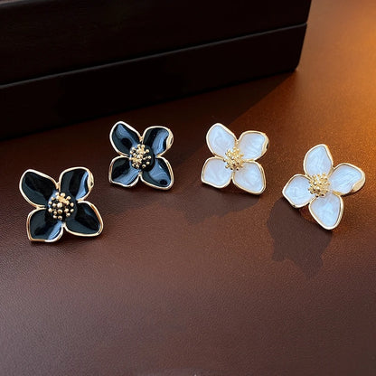 Korean Hibiscus Romance Flower Stud Earrings
