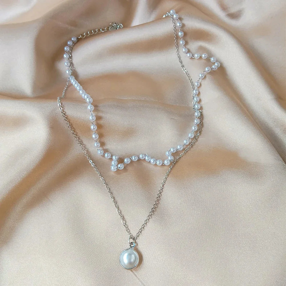 Korean Pearl Charm Choker