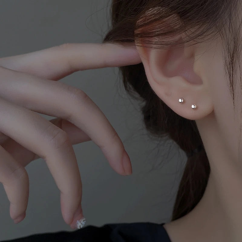 Korean Sweet Grey Leaf Stud Earrings