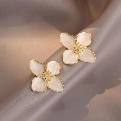Korean Hibiscus Romance Flower Stud Earrings
